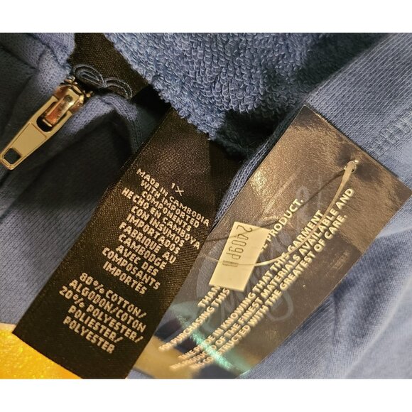 New! Vintage Enyce Womens Sz 1X Blue Gold Short Sleeve Full Zip Hoodie Y2K - Picture 9 of 12